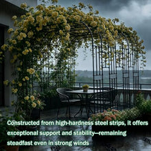UMJIGF Garden Arch Trellis for Climbing Plants, Rust-Proof Metal Arbor, Galvanized Steel Frame, Wedding Backdrop Stand for Outdoor Ceremony,Black-3.2x0.4x2.4m