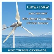 JCKJEDAT 10000W Wind Turbine Power Generator 12V 24V 48V 96V Output System for Home Complete Kit Industrial Energy(Hybrid Control,96V_10KW)