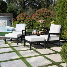 highwood Lehigh 5-Piece Deep Seating Set, with Sunbrella Cushions in Bliss Linen, Black Frame