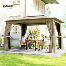 Outsunny 10' x 12' Outdoor Patio Gazebo with Double Roof, Khaki