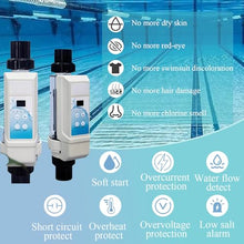 WTRYRN Electrolysis Salt Chlorinator Device,Pool Chlorine Generator Chlorinatorwith Salinity Display, Complete Functions,for Inground Pools- Built 8g/h