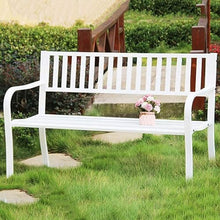 ERoomQ Outdoor GThe Bench,Outdoor GThe Patio Bench for Your Leisure Time,Outdoor Cast Iron Bench Seat, 2-Seater Lounge Bench with Backrest and Armrests