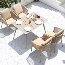 Outdoor Table and Chair Combination, Courtyard Garden, Sunroom, Villa, Internet Famous Hotel Restaurant, Outdoor Leisure, Plastic Wood Long Dining Table n1