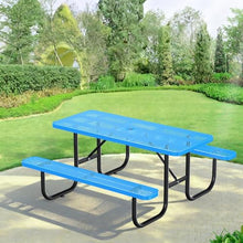 Metal Picnic Tables, Commercial Rectangular Picnic Table and 2 Benches Set