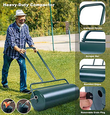 Oracra Lawn Roller Manual Garden Rollers for Lawns, Large Turf Leveller with Scraper Bar, Home Metal Push Rolling Tool for Planting/Seeding - Green U-Handle