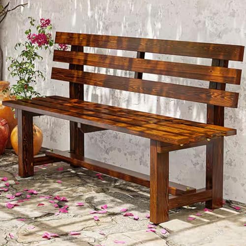 Sunyongfly Park Bench,Outdoor Garden Bench,Solid Wood Bench,Double Outdoor Bench with backrest, for Squares, Parks, and Residential Areas(Size:120cm)