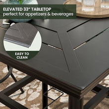 Hanover Montclair All-Weather 5-Piece Outdoor Dining Set with Cushioned Swivel Chairs and Stamped-Top Table Blue