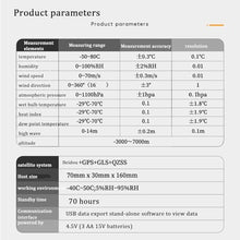 Handheld Digital Anemometer, LCD Display and 16-position Dial, Mechanical wind vane, Velocity Temperature Measuring Device with USB and APP Data Transmission,Portable weather instrument, Standby 70h
