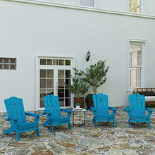 Merrick Lane Nassau Adirondack Chairs with Cup Holders, Weather Resistant Poly Resin Adirondack Chairs, Set of 4, Blue