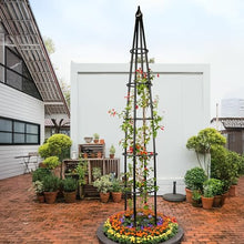 H Potter Tall Iron Obelisk Trellis Powdercoated Metal Finish Garden Decor Column for Climbing Plants (Black, 10 FT Tall)