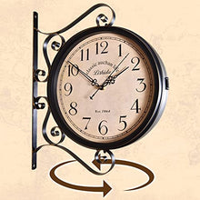 EHVYBDX Clock Wall Clock Outdoor Garden Wall Clock, Wrought Iron Retro Double Sided Station Clock Garden Clock 360° Rotation Waterproof Outdoor Clock Decoration Outside Clock