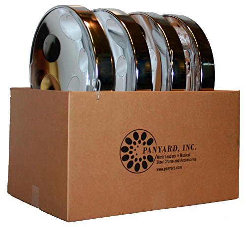 Panyard Jumbie Jam Educator's Steel Drum 4-Pack with Floor Stands Chrome