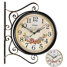 Vintage Outdoor Double Sided Wall Clock Classic Paddington Station Clock Weatherproof Casing Metal Bracket for Outdoor Garden Home (D) (C)