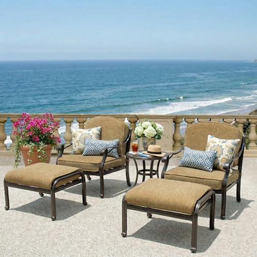 AFD Home Savannah Outdoor Aluminum Ottoman