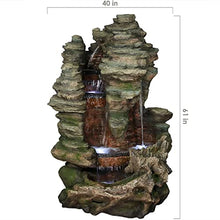 Sunnydaze Flat Rock Summit 61-Inch Outdoor Water Fountain with LED Lights