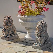 Zaer Ltd. Magnesium Pair of Lion Statues (Outdoor Safe) (21" Tall w/Shield (Set of 2), Aged Bronze (Painted))