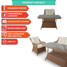 Angora Shira Rattan Outdoor Furniture Set with Glass Table and Armchairs Brown