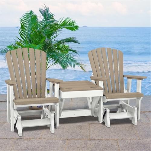 American Furniture Classics 515WWWT-K Double Glider w/Table, Weatherwood and White