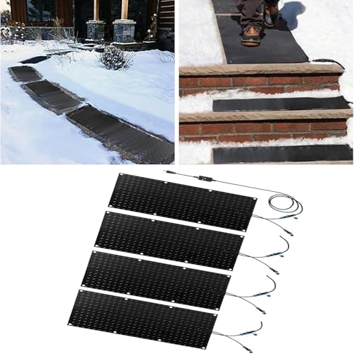 OIAJMJVED Snow Melting Mats for Outdoor Use - Anti-Slip Walkway & Stair Heating Mats for Winter Snow Removal(40x200cmx4Pcs)