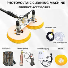 Solar Panel Cleaning Rotating Brush, 70cm Dual Head Photovoltaic and Solar Panels Water Fed Brush 110V Electric Spin Scrubber Adjustable Water Fed Pole Cleaning Kit for Window Glass,4M/13.1FT