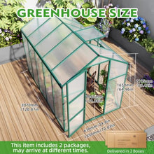 Walk-in Greenhouse with Adjustable Roof and Built-in Gutter System for Backyard, Lawn, Outdoor Plant Tent with Aluminum Alloy Frame and Sliding Door for Growing Plants, Flowers