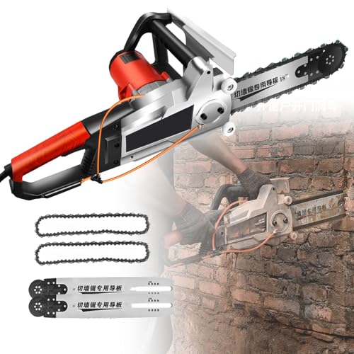 Electric Diamond Concrete Chain Saw, 7280rpm Heavy-Duty Professional Wall Cutter for Pavement Masonry Cutting (Double Chain350)