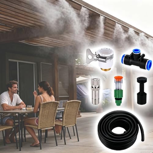 ERRULAN Outdoor Restaurant & Bar Cooling Misting System Kit, Spray Kit for Patio Seating, Heat Relief Mist System for Customer Comfort in Summer