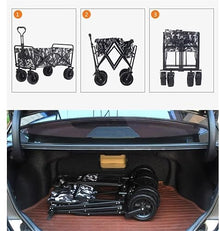 BIOMICE Collapsible Wagon Folding Garden Trolley Cart with 4 Beach Wheels Heavy Duty Wagon Shopping Cart for Outdoor Camping Pull Truck Garden Cart(B)