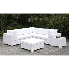 Furniture of America Arthur Contemporary Rattan Large Patio Ottoman in White