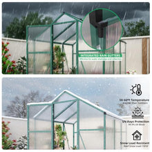 Walk-in Polycarbonate Greenhouse with Aluminum Frame and Double-Door Gate for Growing Flowers, Herbs, Plants, Outdoor Plant Tent with Drainage Gutter System for Backyard, Lawn (6x6FT+Green)