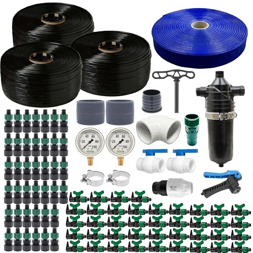 Drip Depot 1 Acre Farm Drip Irrigation Kit with 2" Layflat Hose, T-Filter, and Fittings for 40 Rows of 5/8" Drip Tape