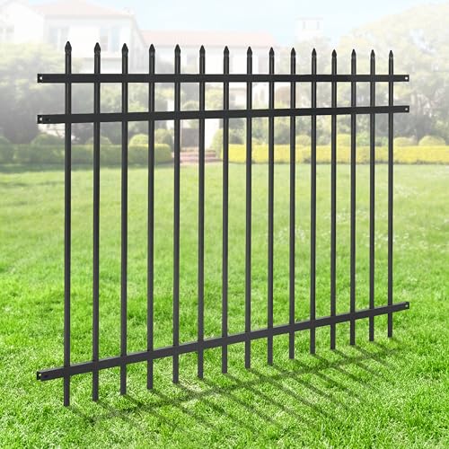 Fencer Wire Heavy Duty Pinnacle Fence Barrier Panel, 4FT Height X 6FT Width Anti-Rust Metal Fencing Panel, Steel Outdoor Decorative Garden Fence Panel for Yard, Pool, Patio, Single Panel