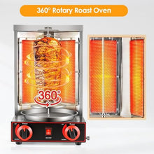 JYXYXSCP Electric Rotating Vertical Rotisserie Grill,Rotating Doner Kebab Grill Machine,w/2 Burners,Gas Fuel Rotisserie Equipment,for Restaurant (Silver)
