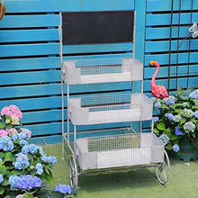 RWGOVLU Rotatable Three-Tier Flower Stand, American Industrial Style Flower Stand with Wheels, Outdoor Garden Flower Shop Floor Decoration