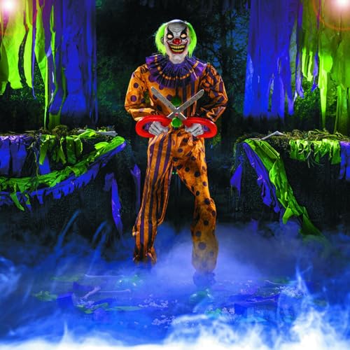 6 Ft. Animated Light-Up Yellow & Black Snippers the Clown Halloween Decoration