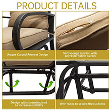 HSQQ Outdoor 2-Seat Patio Glider Bench 47” Steel Double Rocking Loveseat with Beige Cushions Patio Glider Rocker Swing Chairs for Garden, Backyard, Porch