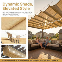 FENGZEQUAN Pergola Cover Shade Canopy, Retractable Awning Sun Shades Outdoor Patio Pergolas Kit for Deck Backyard Gazebo, Wave Shade Sail with Hardware Wire Cable(W3.2*L14m/W10.50*L45.93ft)