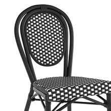 Flash Furniture PE Rattan Indoor/Outdoor Stack Chair, Black/White, 4-Pack