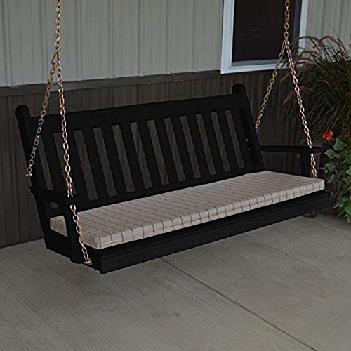 A & L Furniture Yellow Pine Traditional English Porch Swing, 5', Tractor Red