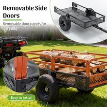 KEIKI 1500 lb Capacity Dump Cart Trailer Tow Behind, 15 Cu Ft Heavy Duty Garden Wagon with Foot Pedal Dump, Steel Utility Cart for ATV UTV Lawn Tractor Yard Hauling