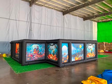 AIRMAT FACTORY Inflatable Maze Halloween Haunted House with Roof, Outdoor Inflatable Labyrinth Maze Game, Spooky Theme with Pumpkins/Bats/Ghosts, Includes Blower/Repair Kits, 20x20ft