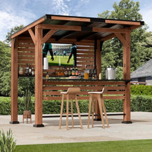 Modern Shade Cedar Outdoor Bar Gazebo with TV Mount, USB Power, 6.5 x 8 ft