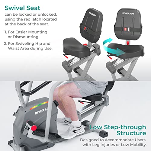 Inverapy Recumbent Cross Trainer with Swivel Seat & Leg Harness White/Gray/Black