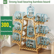 OJKJGYTF Bamboo Plant Stand 12 Tiered Plant Shelf Storage Rack Multifunctional Potted Flower Holder for Multiple Plants Bamboo Ladder Plant Rack