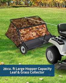 Garvee 52" Lawn Sweeper Tow Behind, Large Leaf Collector with 28 Cu.ft Capacity Hopper Bag, Leaf & Grass Catcher with Adjustable Brush Height & Dump for Yard, Farm, Garden
