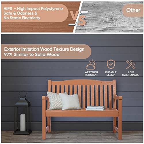 hOmeQomi Outdoor Bench Set of 2 All Weather Resistant Patio Garden Bench Teak