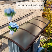 LWJQRSP Aluminum Polycarbonate Door Canopy Awning with Carbon Steel Brackets, Weather-Resistant Balcony Sunshade, Black 130x380cm/51x150in - Outdoor Protection Solution