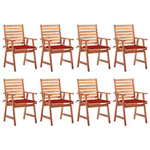 Patio Dining Chairs Set of 8 with Cushions Solid Acacia Wood and Aluminum White