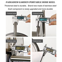 Stainless Steel Garden Hose Reel Wall Mount or Portable Water Hose Storage Rack Holder,50 Ft Capacity,Trolley for Easy Watering