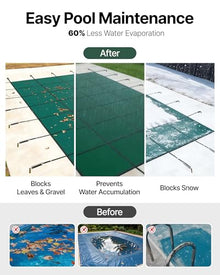 VEVOR Pool Safety Cover 18' x 36' Rectangle, Safety Pool Covers Green Mesh, 15-Year Warranty, Triple Stitched, MAX Strength Winter Safety Cover for Children & Pets